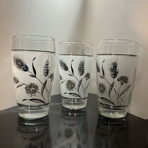 Vintage Libby 3 Frosted Silver Wheat 4 Ounce Juice Glasses